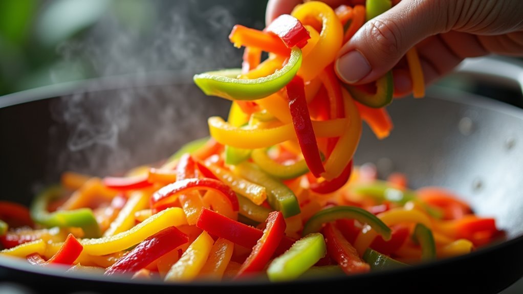 add bell peppers stir fry