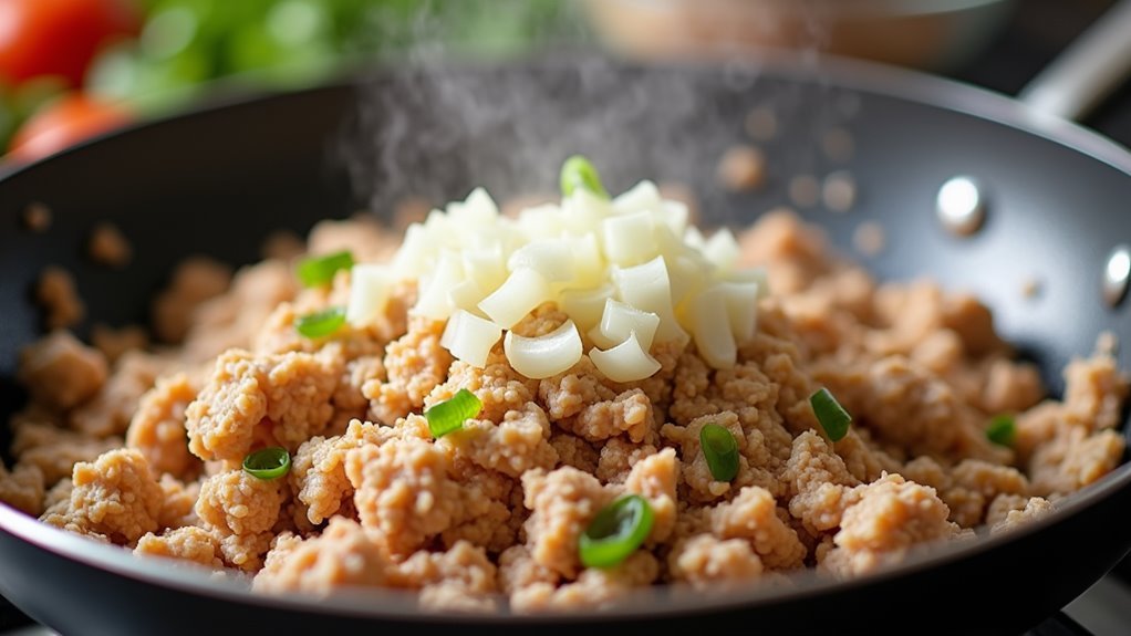 add diced onion now