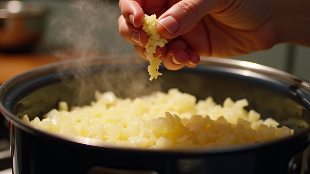 add garlic cook briefly