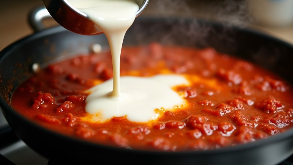 add heavy cream gradually