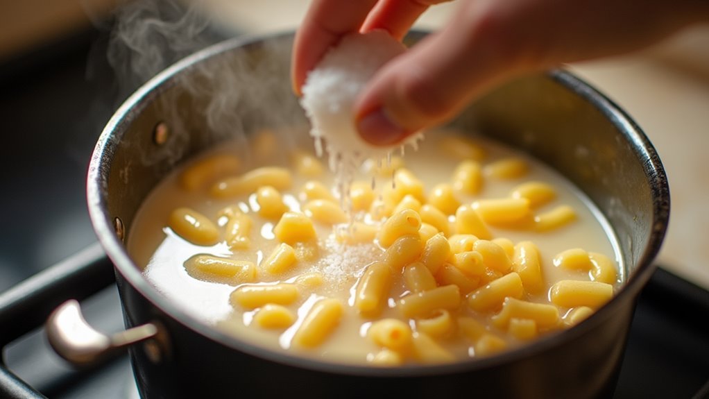 add macaroni and salt