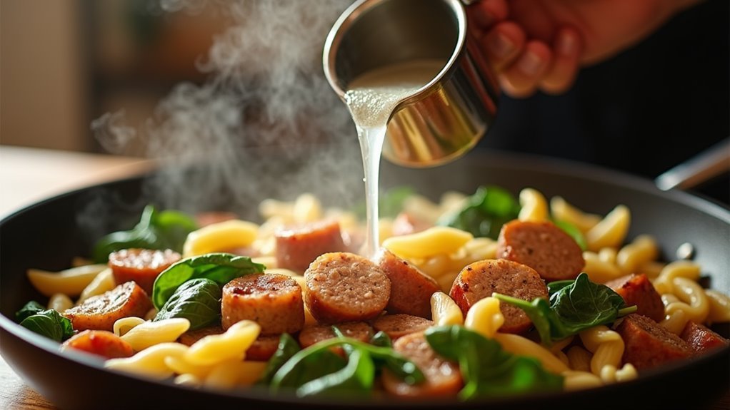 add pasta water reserved