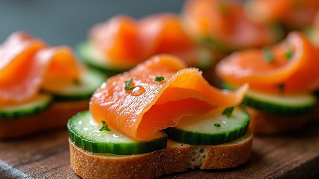 add salmon and cucumber