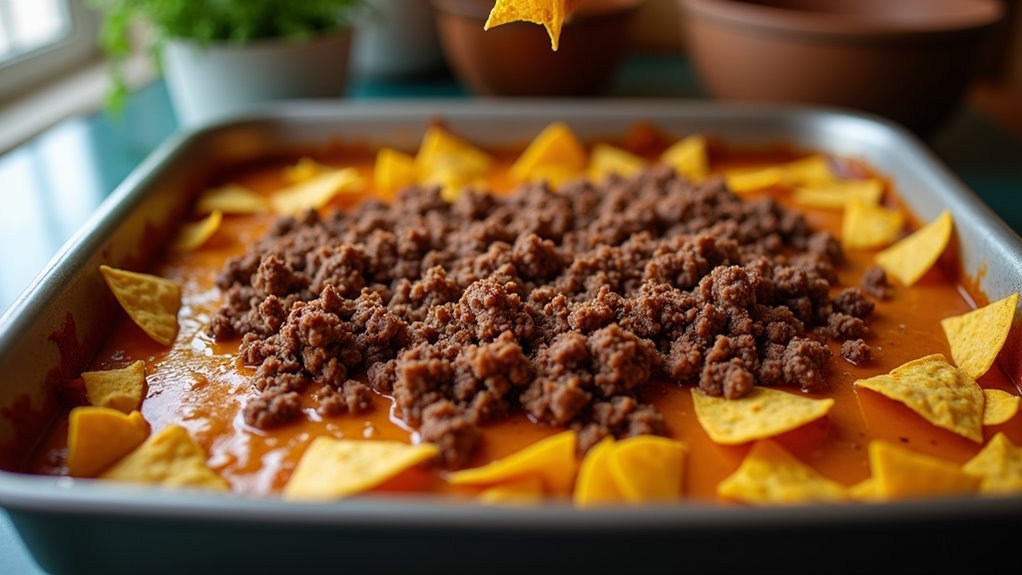 add seasoned beef layer