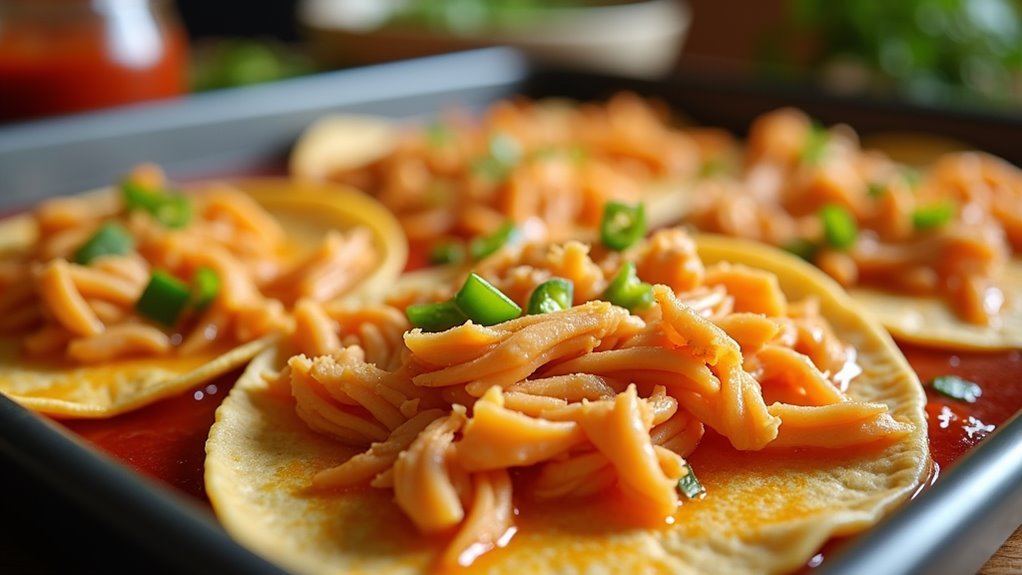 add shredded chicken layer