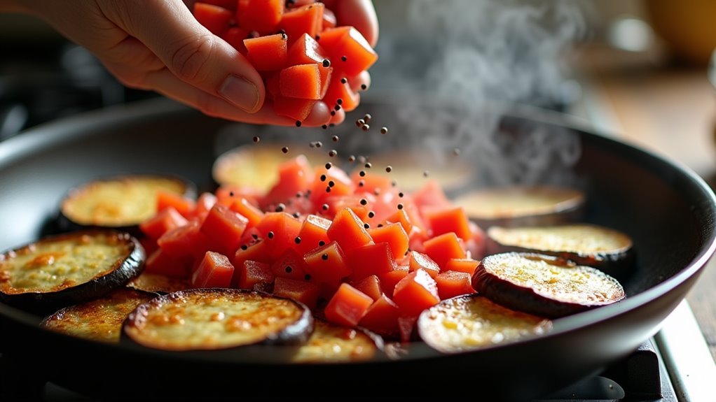 add tomatoes and pepper