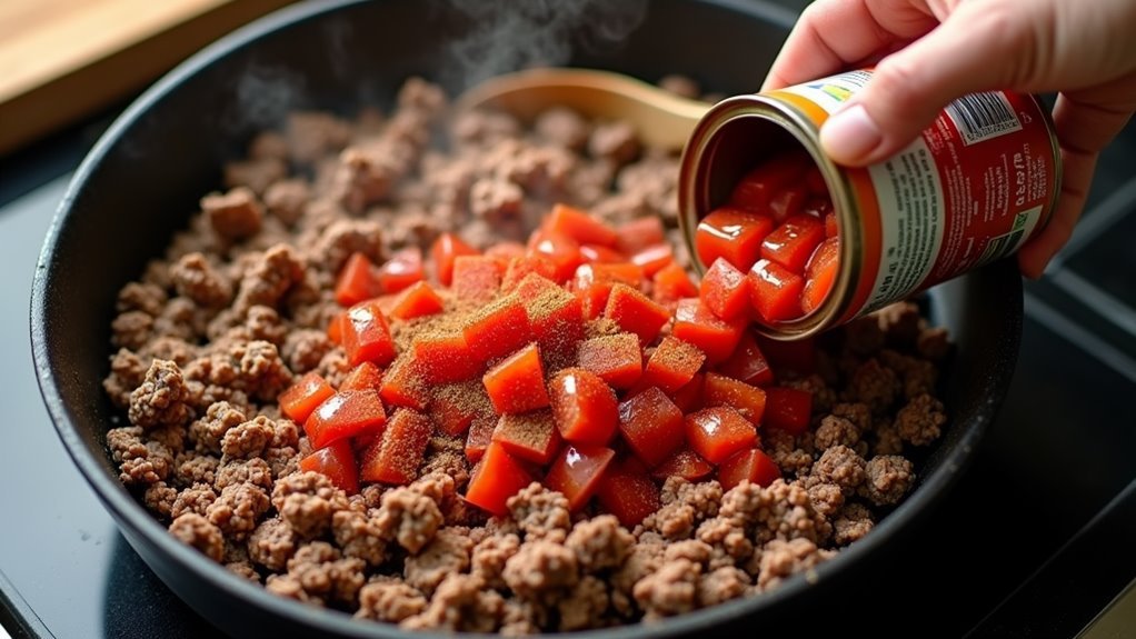 add tomatoes and seasoning