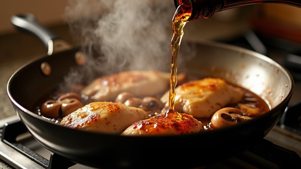 add wine deglaze pan