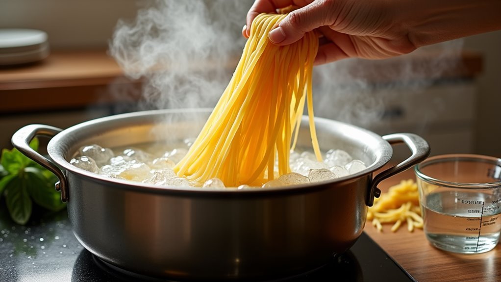adjust sauce using pasta water