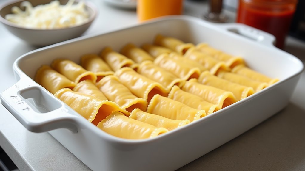 arrange manicotti in dish