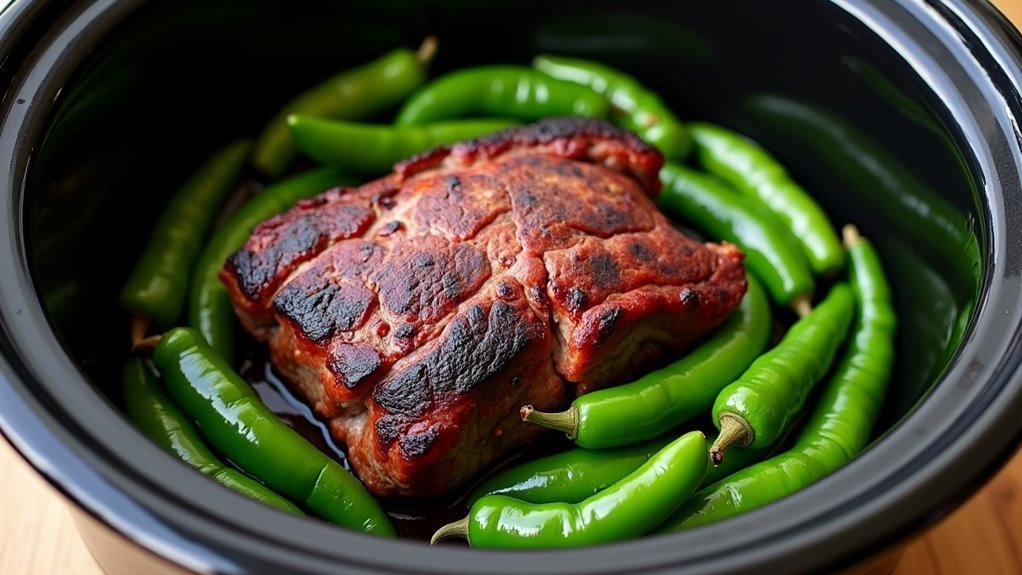 arrange peppers around roast