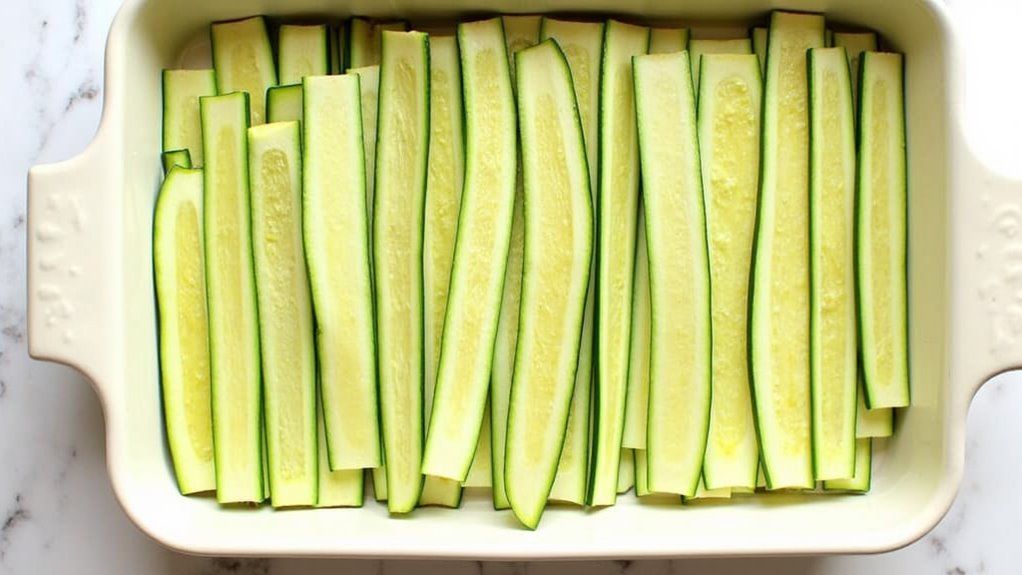 arrange zucchini in dish