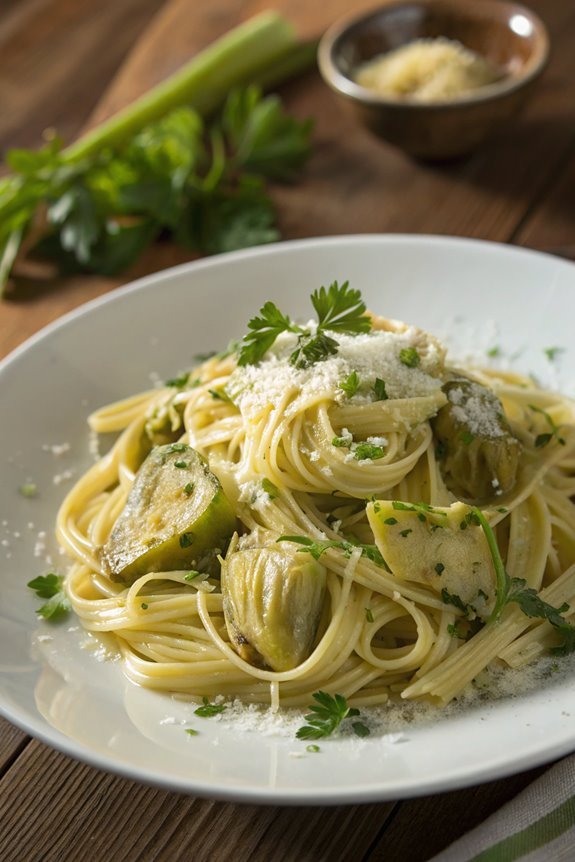 artichoke infused pasta dish