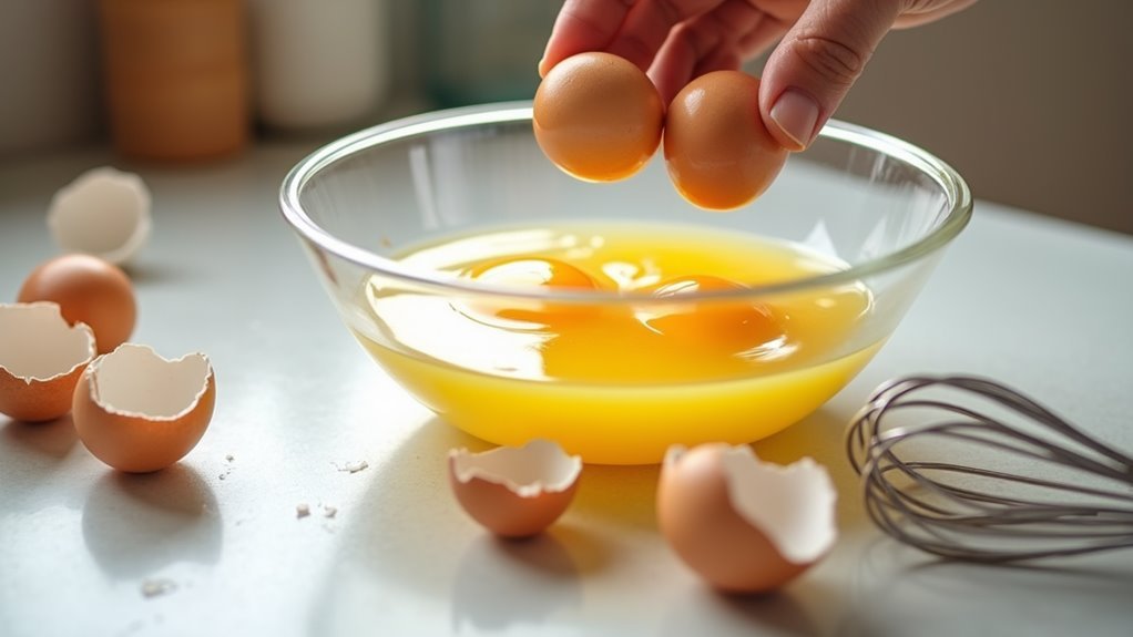 beat eggs in bowl