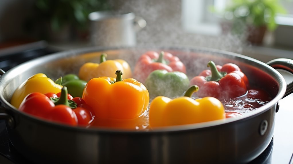 blanch peppers in water