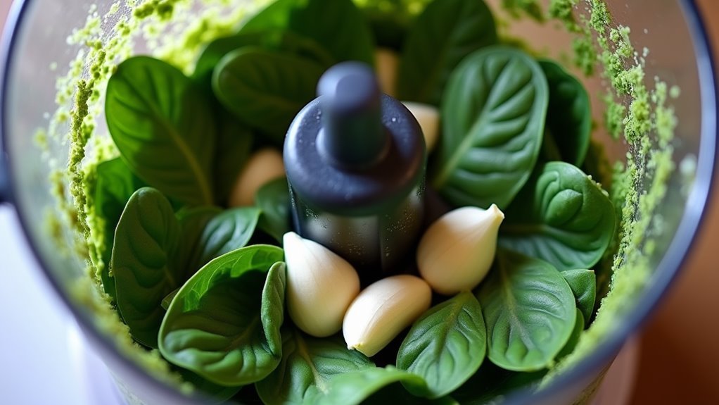 blend spinach with garlic