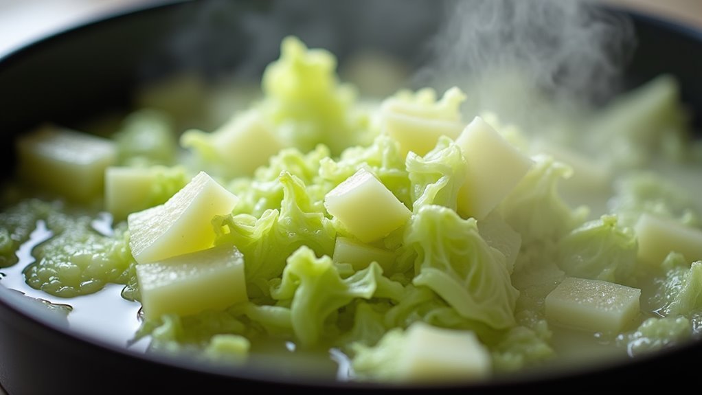 boil chopped cabbage pieces