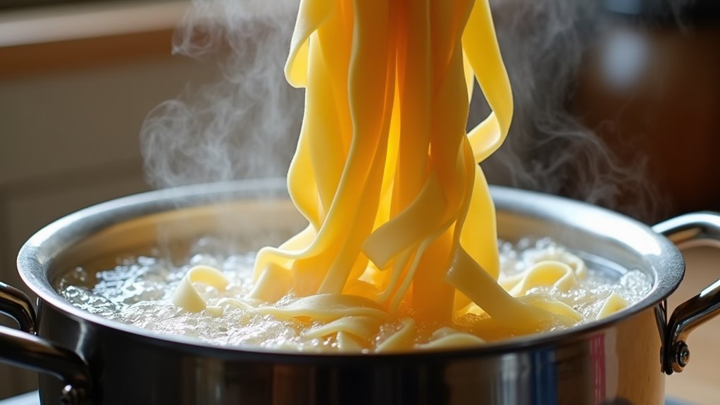boil fettuccine in salted water