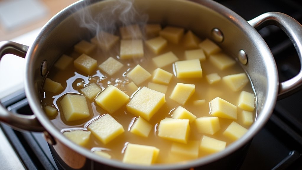 boil potatoes and onion