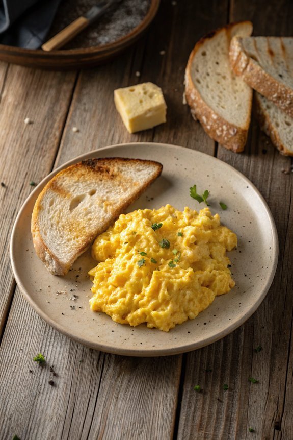 breakfast of eggs and toast