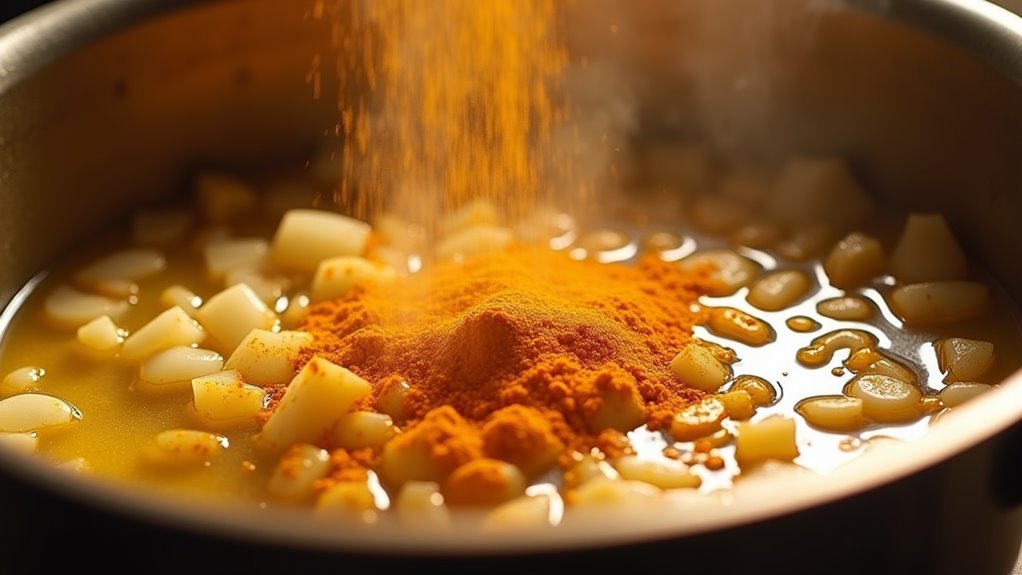 briefly stir curry powder