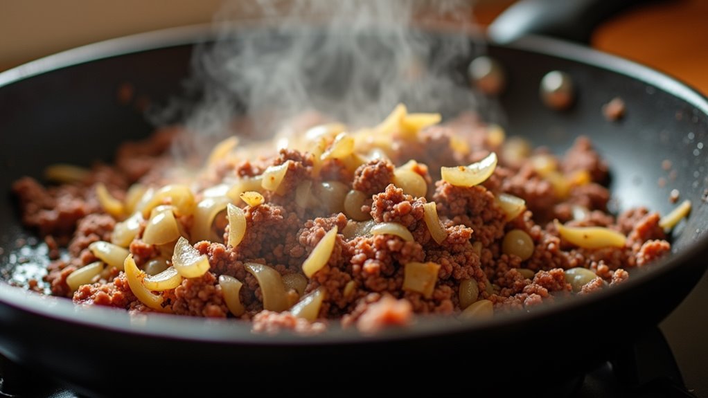 brown beef and onion