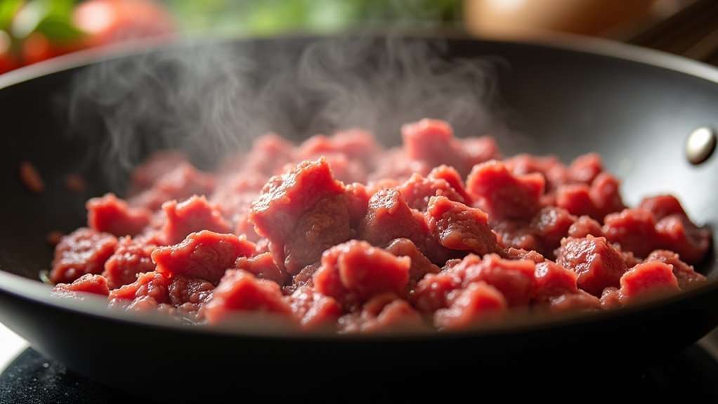 brown beef in skillet