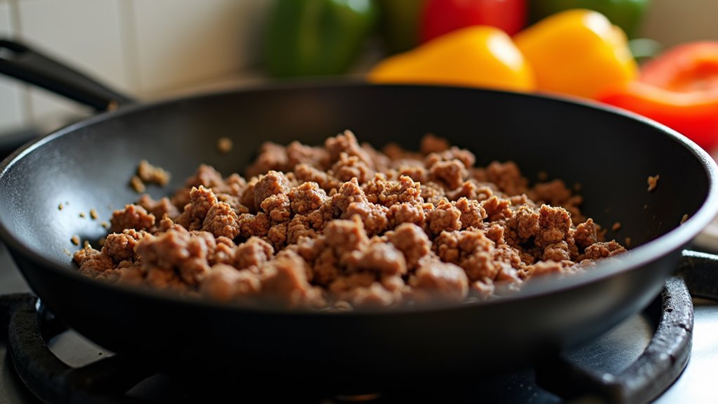 brown beef in skillet