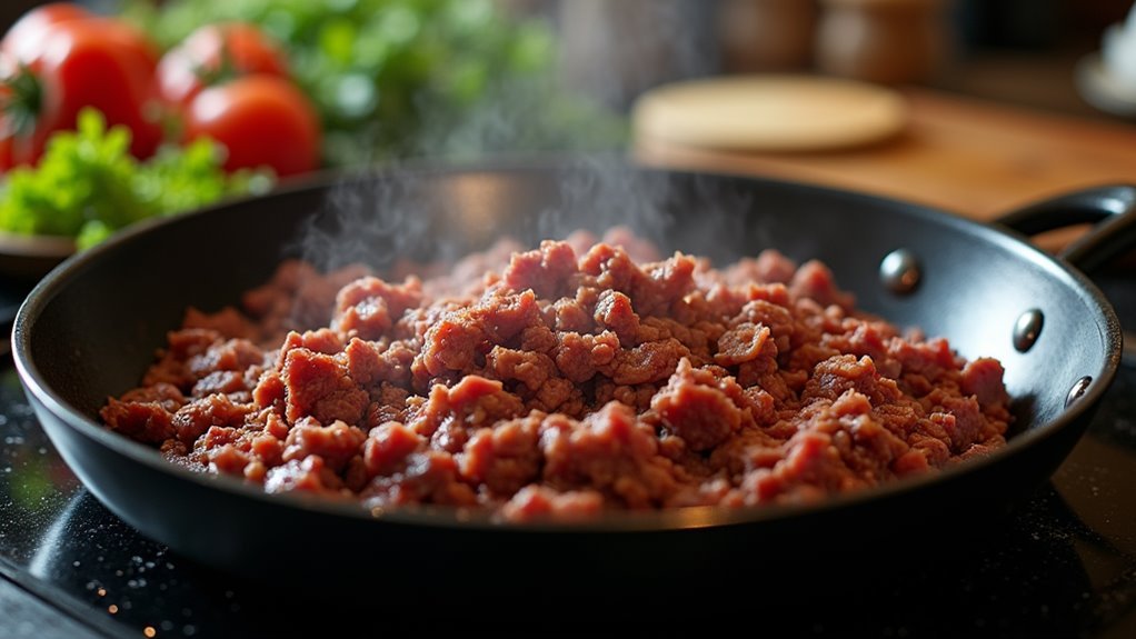 brown beef in skillet