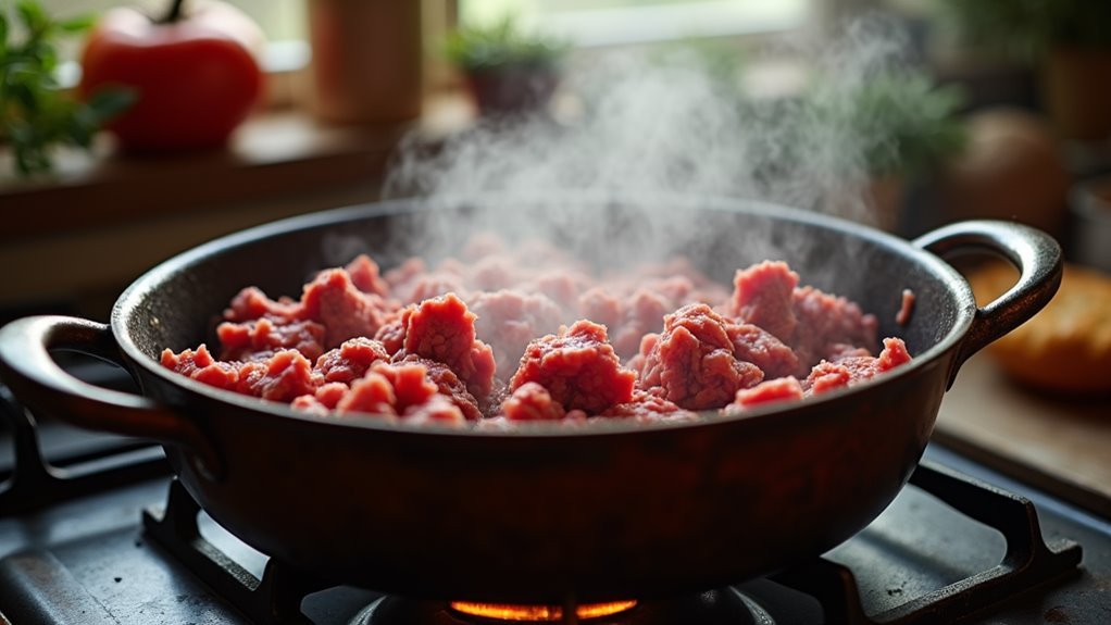 brown beef over medium heat