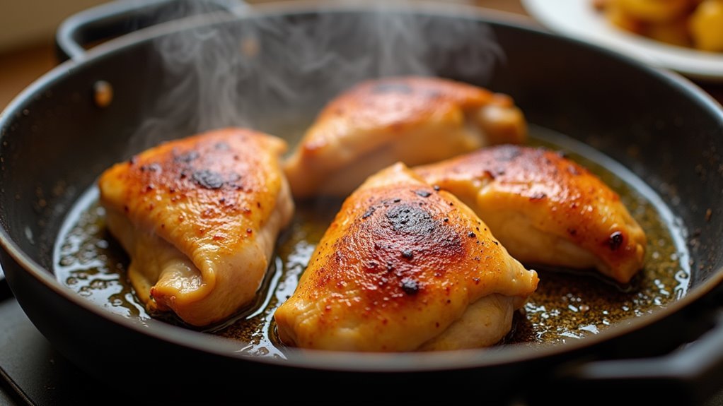 brown chicken in pot
