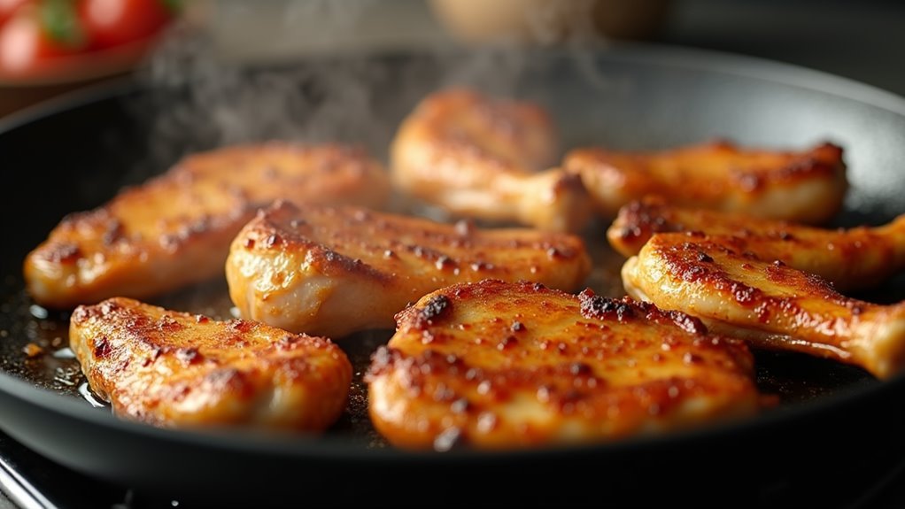 brown chicken in skillet