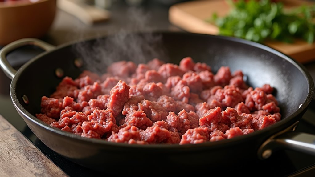 brown ground beef well
