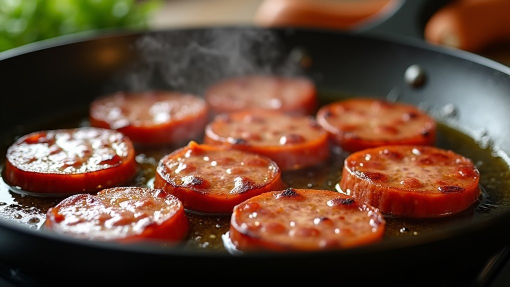 brown sausage in skillet