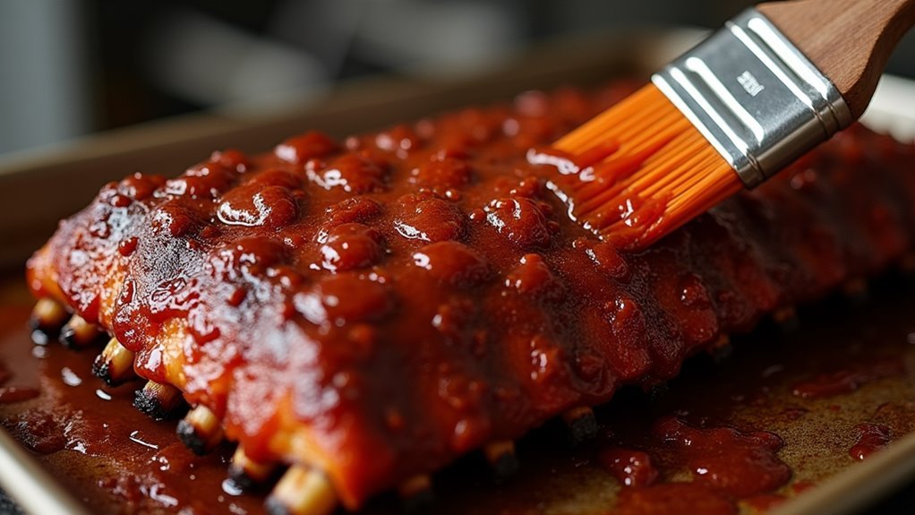 brush ribs with sauce