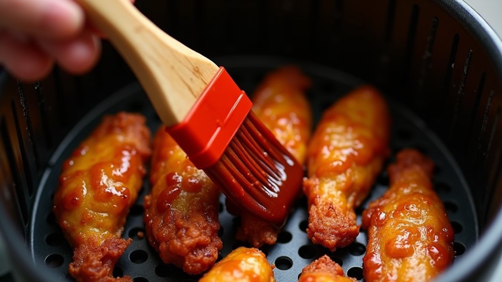 brush tenders with sauce
