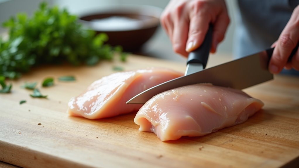 butterfly chicken breasts carefully