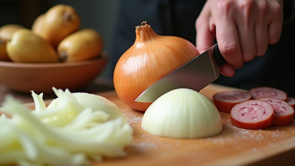 chop onion into pieces