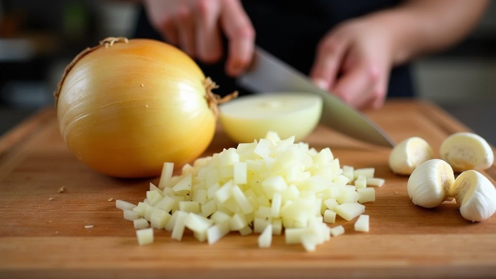 chop onion mince garlic