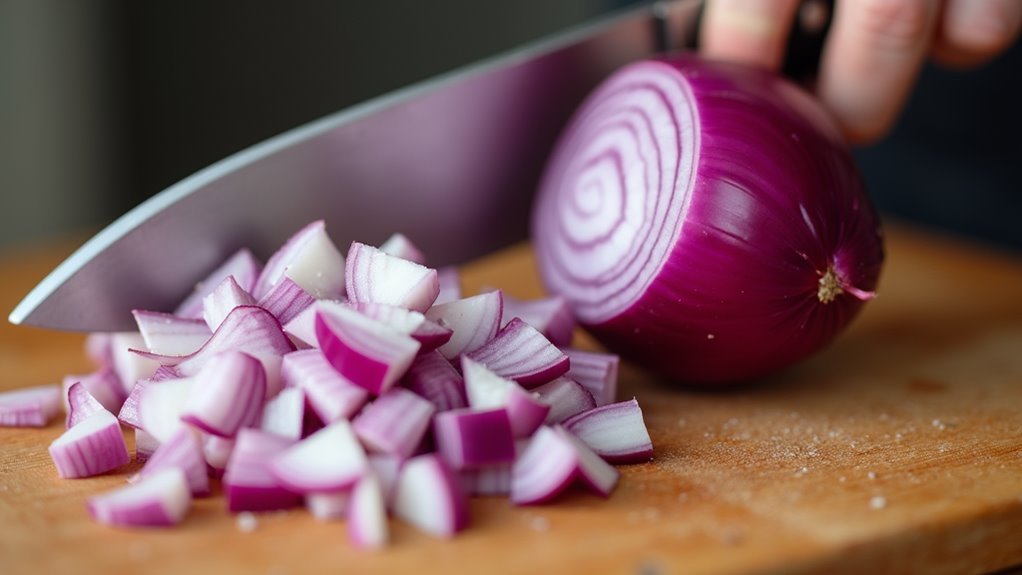 chop red onion into pieces
