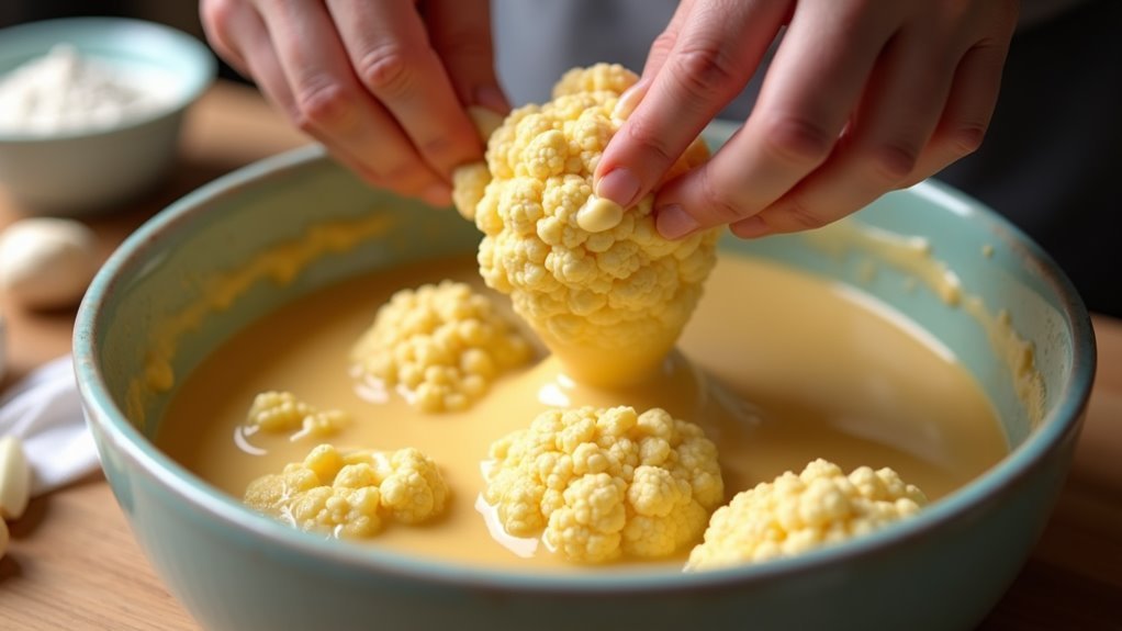 coat cauliflower with batter