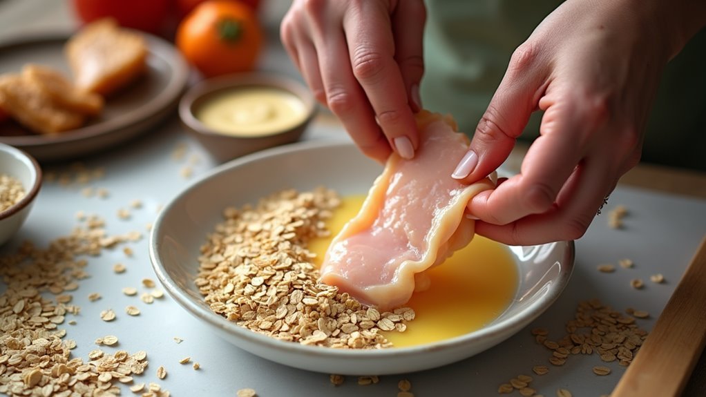 coat chicken using oats