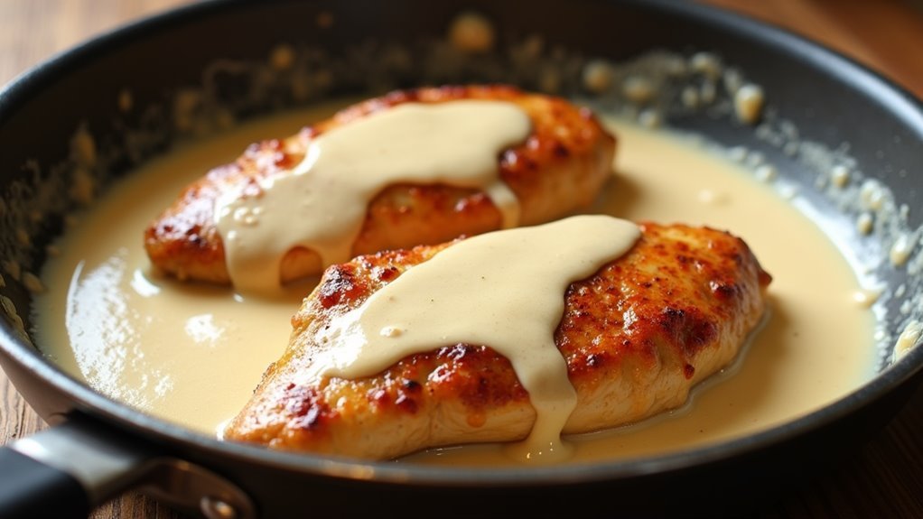 coat chicken with sauce