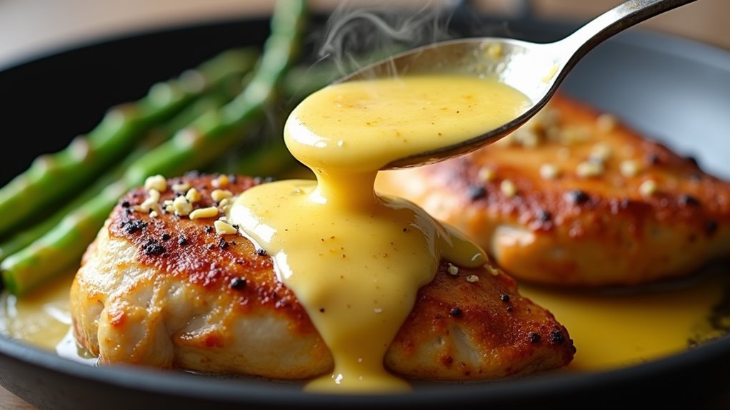 coat chicken with sauce