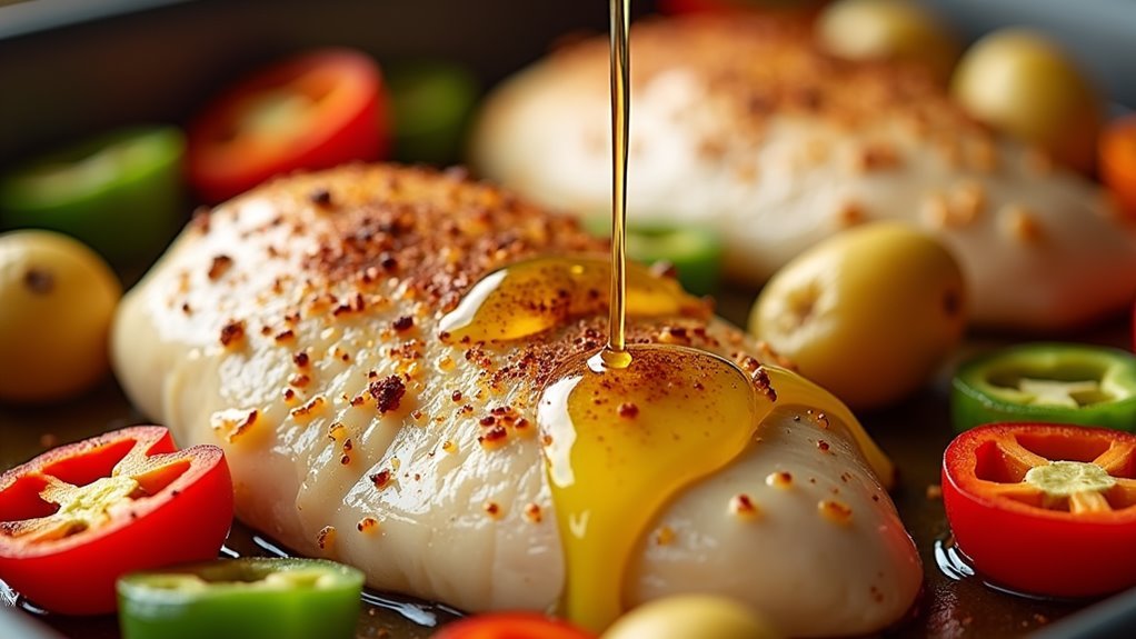 coat ingredients with oil