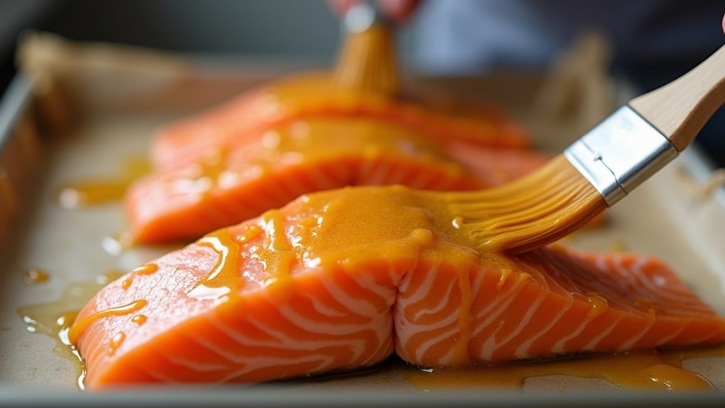 coat salmon with glaze