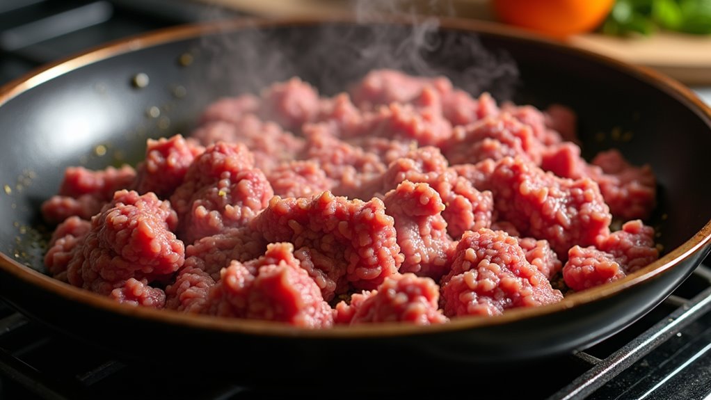combine beef and sauce