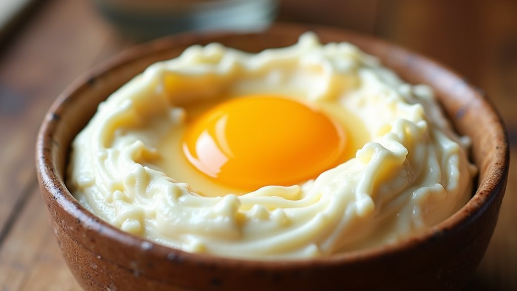 combine cheese and eggs
