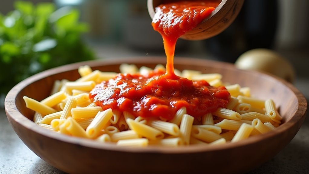 combine chicken and pasta