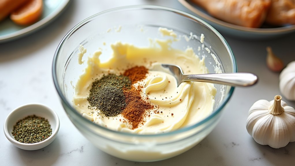 combine cream cheese spices